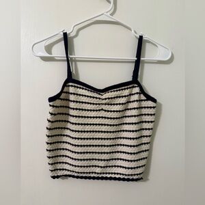 Freshman 1996 Navy and Cream Striped Camisole Bra Strappy Top XL